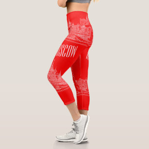 Moscow St Basil's Cathedral Red Square Sketch Capri Leggings