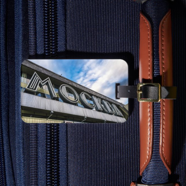 Moscow Train Station Sign Luggage Tag (Front Insitu 4)