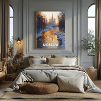 Moscow Winter Cityscape with Kremlin and Riverl