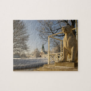 Moscow. Winter. lion sculpture. Jigsaw Puzzle