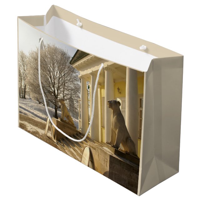 Moscow. Winter. lion sculpture. Large Gift Bag (Front Angled)