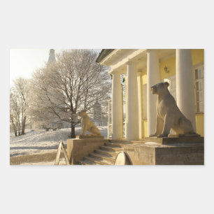 Moscow. Winter. lion sculpture. Rectangular Sticker