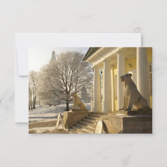 Moscow. Winter. lion sculpture. RSVP Card (Front)