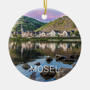 Moselle Ediger Eller Sunset River Cochem Souvenir Ceramic Tree Decoration