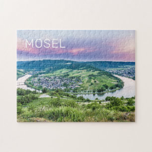 Moselle Loop Sunset Kroev Panorama Germany Jigsaw Puzzle