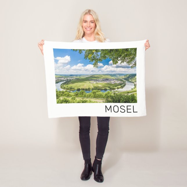 Moselle Loop Trittenheim Panorama Germany Souvenir Fleece Blanket (In Situ)