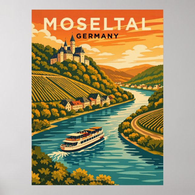 Moseltal Germany Vintage Travel  Poster (Front)