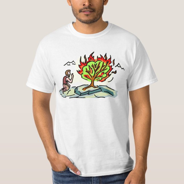 Moses and burning bush Christian artwork T-Shirt (Front)