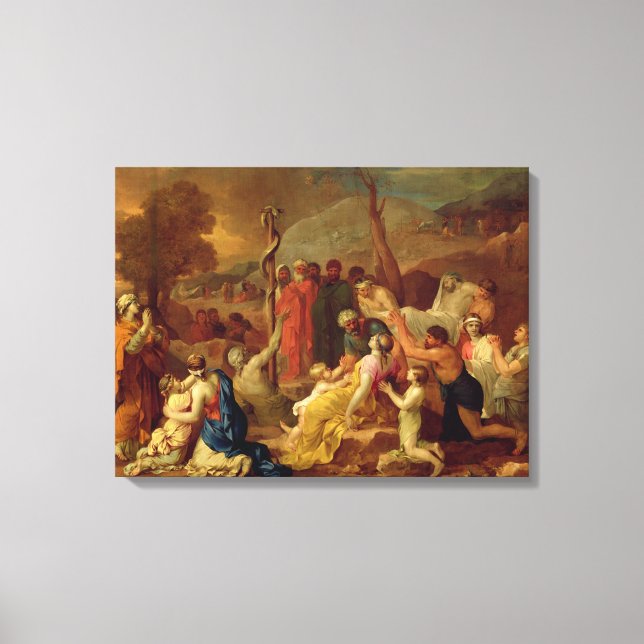 Moses and the Brazen Serpent, c.1653-54 (oil on ca Canvas Print (Front)