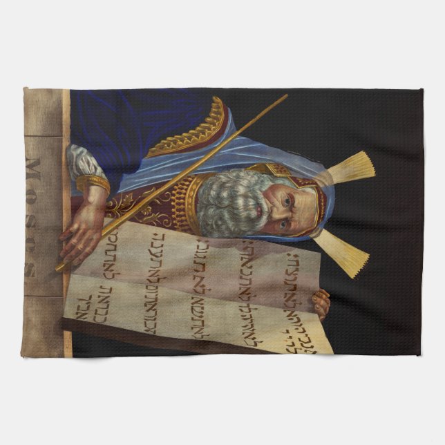 Moses And The Tablets Of The Law Art Tea Towel (Horizontal)