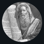 Moses and the Ten Commandments Classic Round Sticker<br><div class="desc">Moses and the Ten Commandments</div>