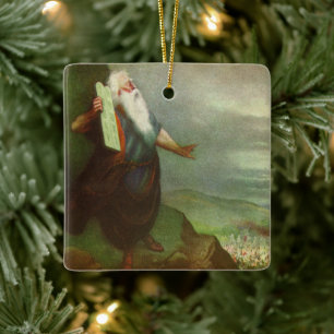 Moses and the Ten Commandments, Vintage Religion Ceramic Ornament
