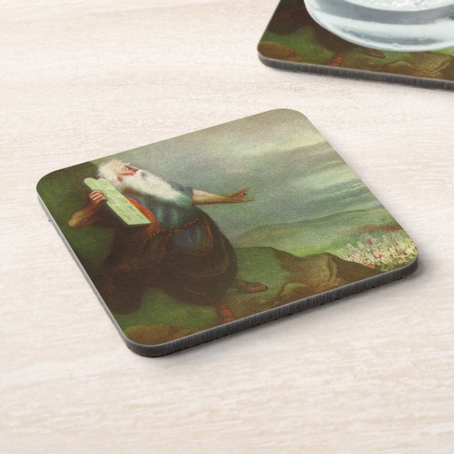 Moses and the Ten Commandments, Vintage Religion Coaster (Left Side)