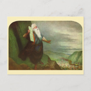 Moses and the Ten Commandments, Vintage Religion Postcard