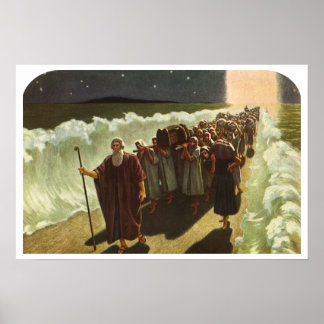 Moses Crossing of the Red Sea, Vintage Religion Poster