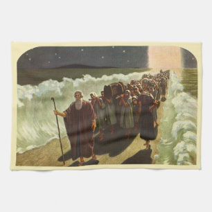 Moses Crossing of the Red Sea, Vintage Religion Tea Towel