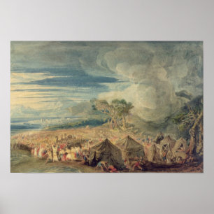 Moses dividing the waters of the Red Sea Poster