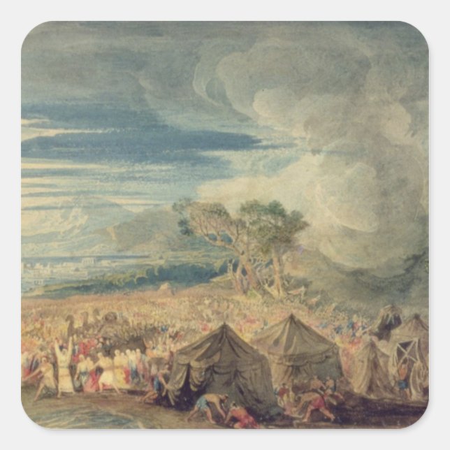 Moses dividing the waters of the Red Sea Square Sticker (Front)