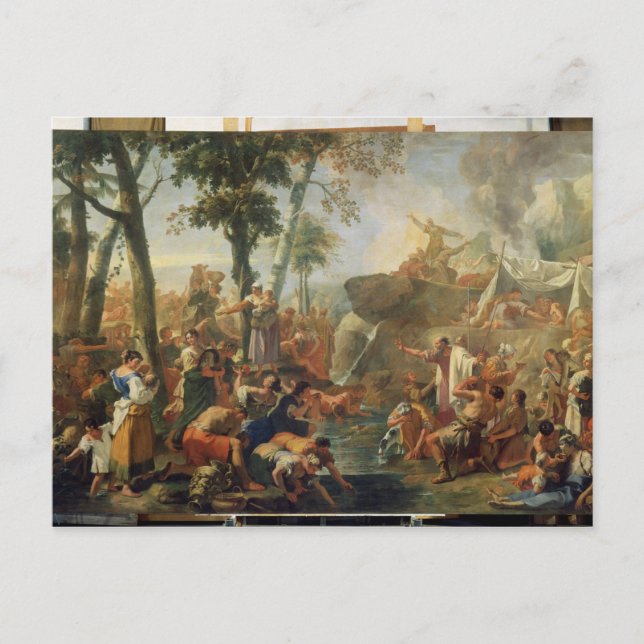 Moses Drawing Water from the Rock (oil on canvas) Postcard (Front)