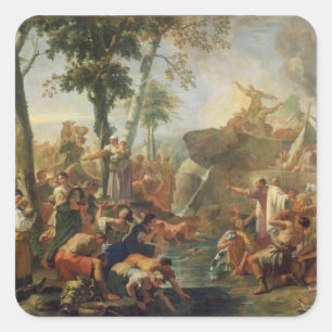 Moses Drawing Water from the Rock (oil on canvas) Square Sticker
