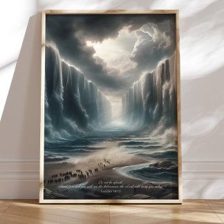 Moses Parting the Red Sea Bible Verse Art, Exodus Poster