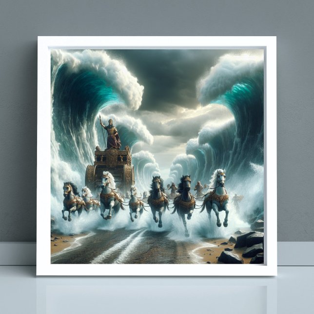 Moses Parting the Red Sea Bible Verse Art, Exodus Poster (Creator Uploaded)