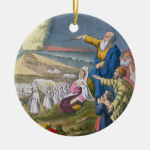 Moses Parting the Red Sea, from a bible printed by Ceramic Tree Decoration
