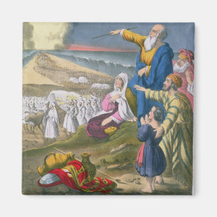 Moses Parting the Red Sea, from a bible printed by Magnet