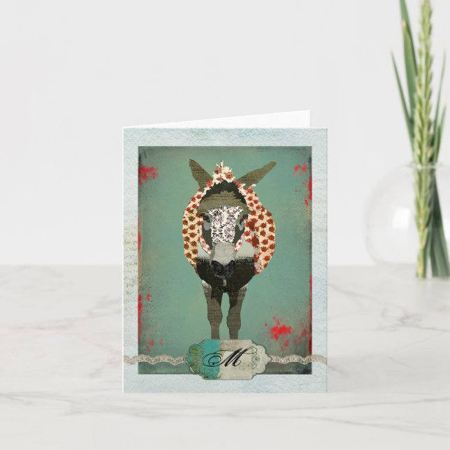 Moses Red Rose  Monogram Notecard (Front)