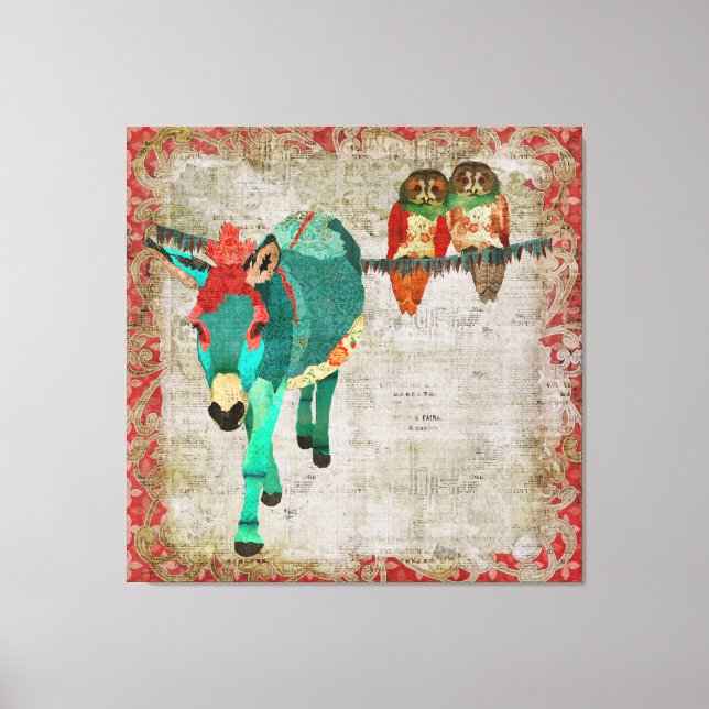 Moses Ruby Rose Owls Art Canvas Print (Front)