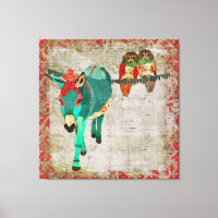 Moses Ruby Rose Owls Art Canvas