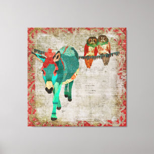 Moses Ruby Rose Owls Art Canvas Print