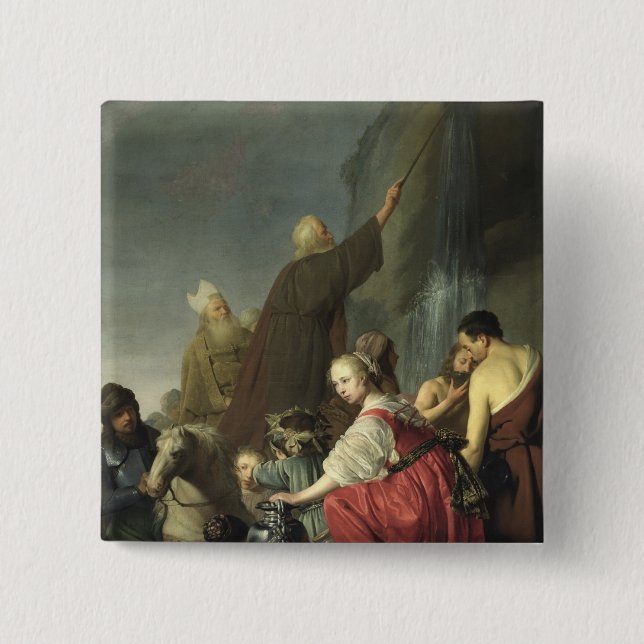 Moses Striking Water from the Rock 15 Cm Square Badge (Front)