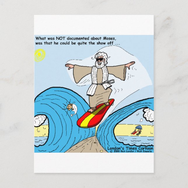 Moses Surfs Funny Cartoon Tees Gifts Collectibles Postcard (Front)