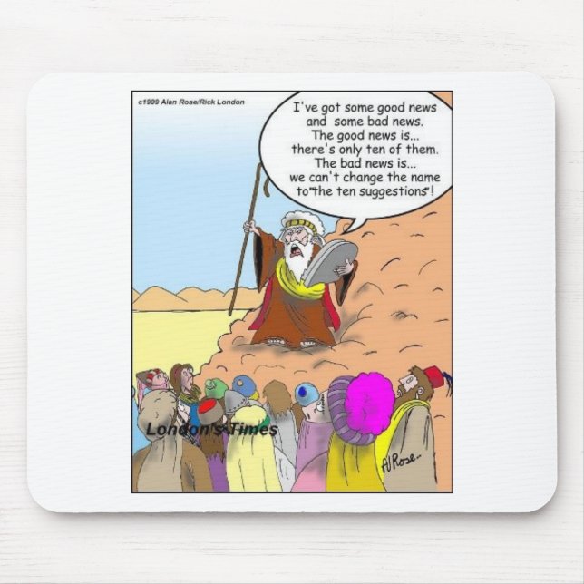 Moses & The Ten Suggestions Funny Gifts & Tees Mouse Mat (Front)