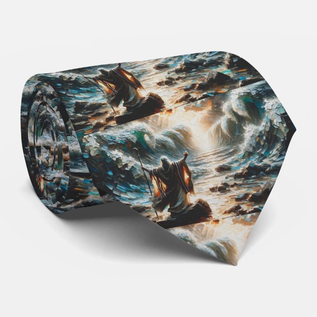 Moshe and the Splitting of the Red Sea Tie (Rolled)