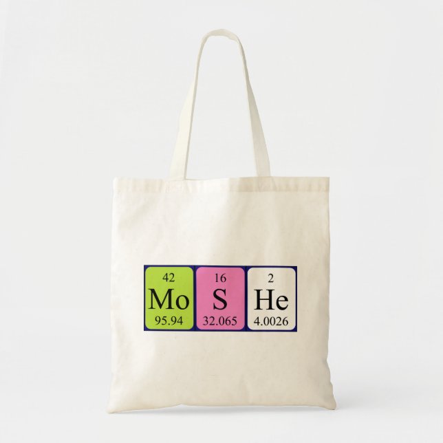 Moshe periodic table name tote bag (Front)