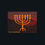 Moshe's Menorah Canvas Print<br><div class="desc">A depiction of the seven-branched menorah (candelabra) made by the Israelites after the Exodus from Egypt. Add your own text. In the Torah Moshe Rabbenu is told, "You shall make a Menorah of pure gold, beaten out, shall the Menorah be made, its base, its branch, its goblets, its knobs, and...</div>