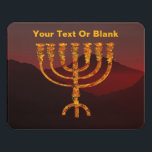 Moshe's Menorah Door Sign<br><div class="desc">A depiction of the seven-branched menorah (candelabra) made by the Israelites after the Exodus from Egypt. Customizie by adding your own text. In the Torah Moshe Rabbenu is told, "You shall make a Menorah of pure gold, beaten out, shall the Menorah be made, its base, its branch, its goblets, its...</div>