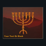 Moshe's Menorah Wood Wall Art<br><div class="desc">A depiction of the seven-branched menorah (candelabra) made by the Israelites after the Exodus from Egypt. Customizie by adding your own text. In the Torah Moshe Rabbenu is told, "You shall make a Menorah of pure gold, beaten out, shall the Menorah be made, its base, its branch, its goblets, its...</div>