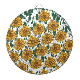Mosiac Abstract Sunflowers Terrazzo Pattern Dartboard