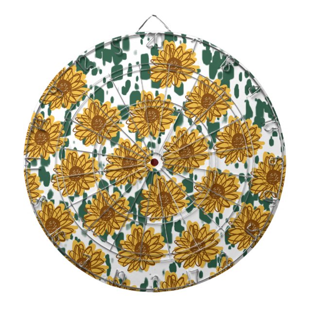 Mosiac Abstract Sunflowers Terrazzo Pattern Dartboard (Front)