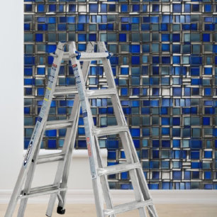 Mosiac Silver Blue Tiles Pattern Peel Stick Wallpaper