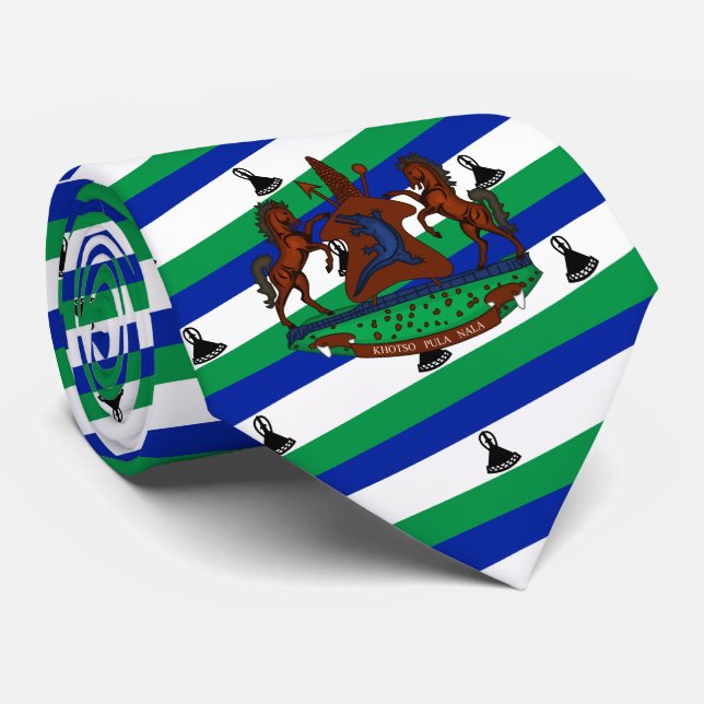 Mosotho Flag & Coat of Arms, Flag of Lesotho Tie (Rolled)