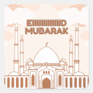 Mosque english arabic happy eid -Eid Al Fitr- Square Sticker