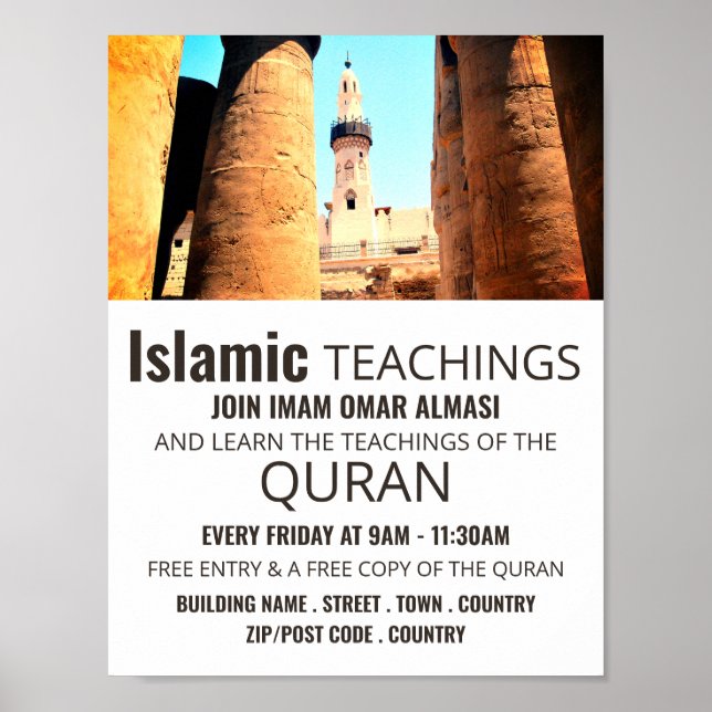 Mosque Of Abu'l Haggag, Islamic Teaching Advert Poster (Front)