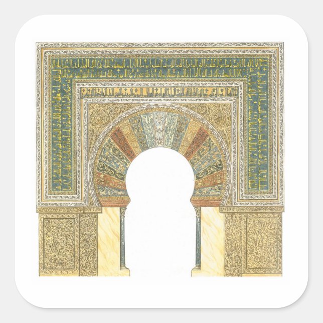 Mosque of Cordoba Spain. Mihrab Square Sticker (Front)