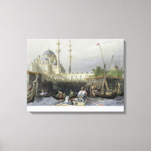 Mosque of Sultana Valide from the Port, engraved b Canvas Print