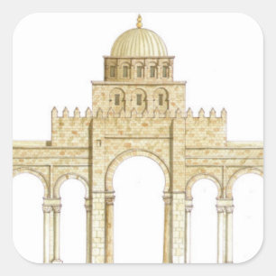 Mosque of Uqba. Kairouan Tunisia. Main façade Square Sticker
