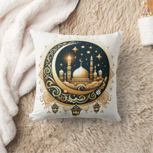 Mosque On Golden Moon Cushion